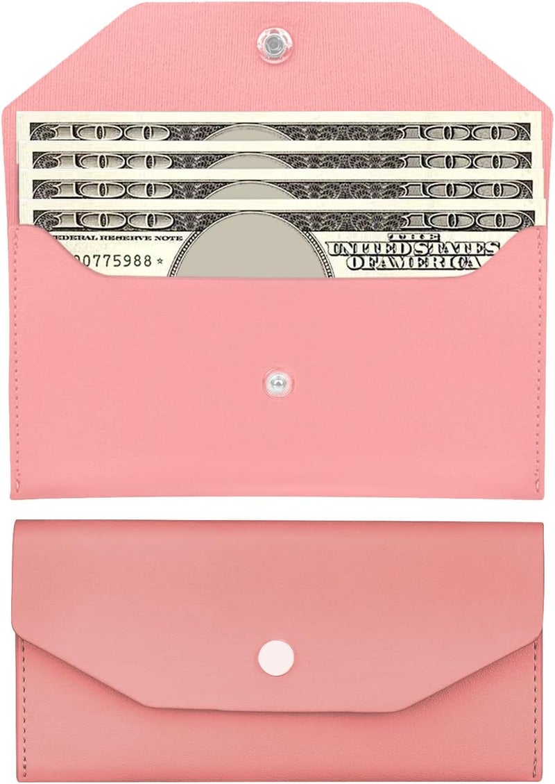 Nolcha Pu Leather Cash Envelope Wallet - Reusable Cash Stuffing Wallet for Men and Women -Pink - Image 1